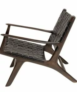 Design Nojatuoli Nahkapunos Teak Musta -Huonekalu kauppa kopenhagen chair 2