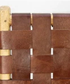 Lounge Nojatuoli Nahkapunos Teak Hsm -Huonekalu kauppa lounge tuoli konjakki hsm lk