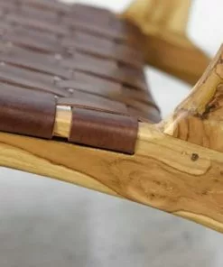 Lounge Nojatuoli Nahkapunos Teak Hsm -Huonekalu kauppa lounge tuoli konjakki lk